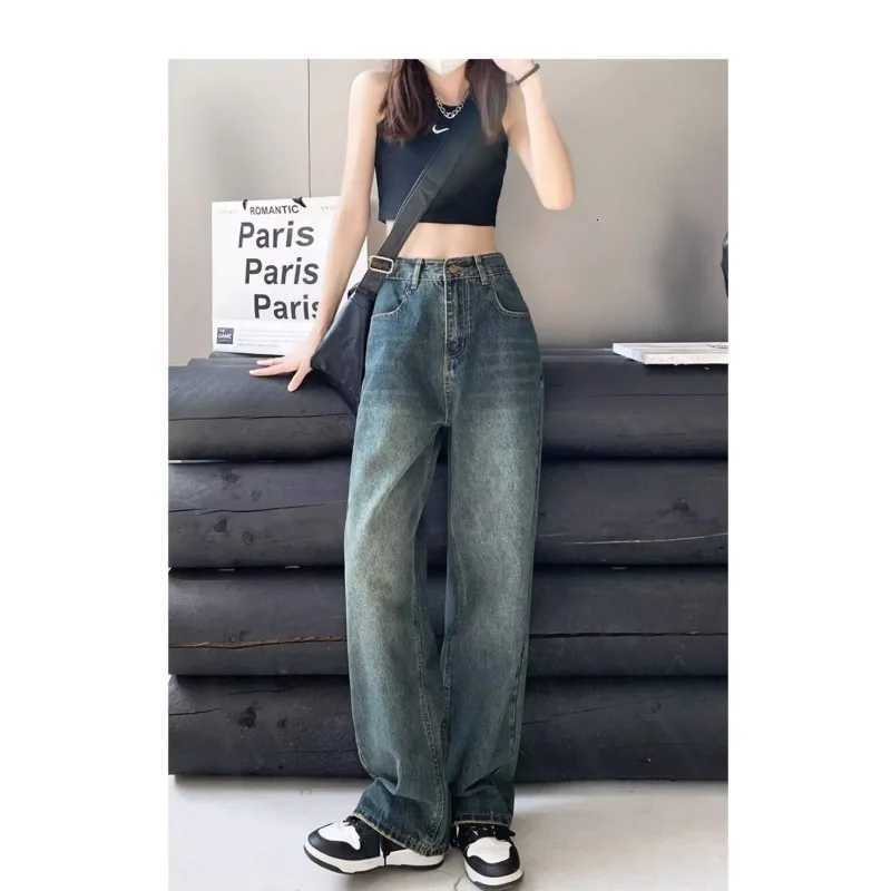 Straight Leg Jeans Womens Casual Denim Trousers Loose Fit High Waist Light Blue Wide Leg Vintage Ripped Autumn New DesignT251013