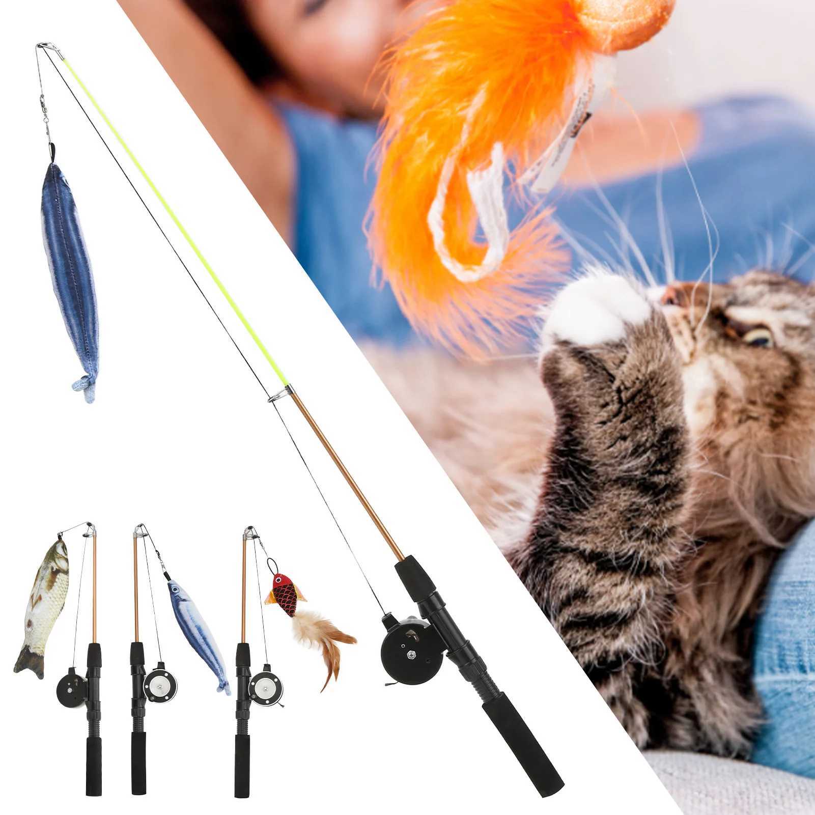 Cat Toys Fish Telescopic Cat Stick Funny Cat Stick Realistic Flexible Interactive Pulley Telescopic Fishing Rod Cat for Cats C251013