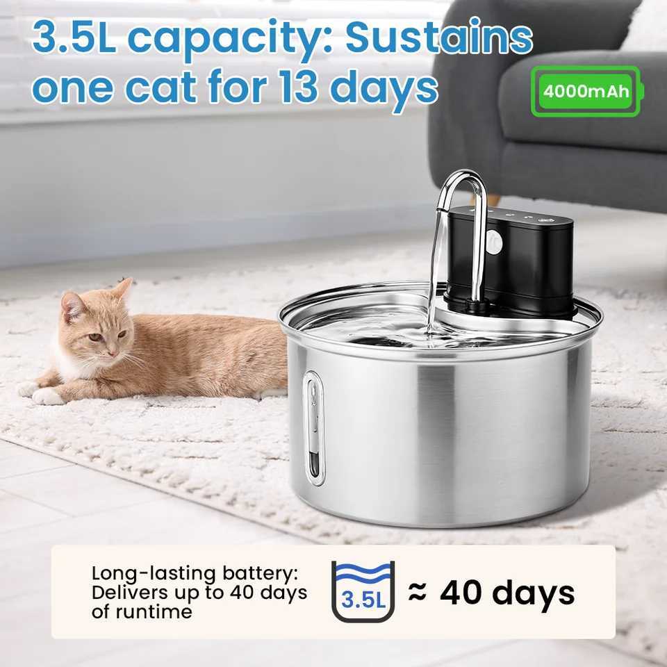 35L Stainless Steel Cat Sensor Water Fountain Wireless Smart Automatic Pet Water Dispenser For Cat Dog Pet Drinking Fountain C251013