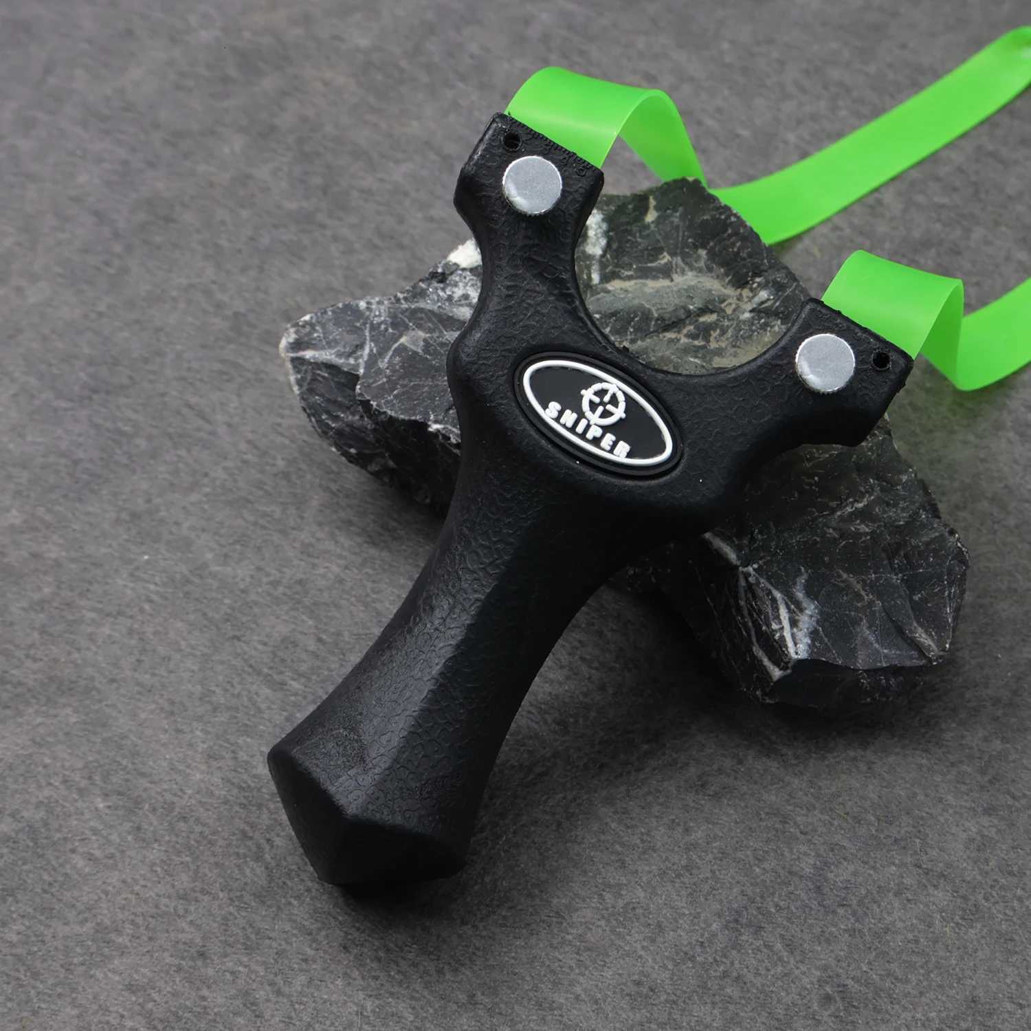 Black Resin Slingshot Catapult with Flat Rubber Band for Outdoor Sports Hunting Shooting Entertainment Accories Y251013