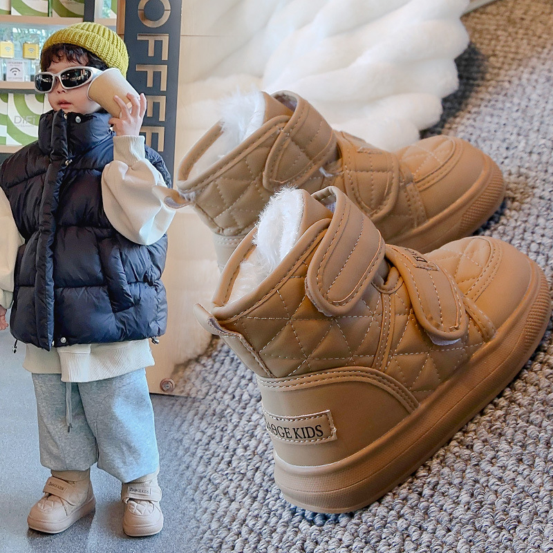 Kids Short Boots Toddlers Children Ankle Boots Double Hook loop Warm Thick Fur Winter Kidszworld New Boys Girls Snow Boots Size 26 - 36 C01094