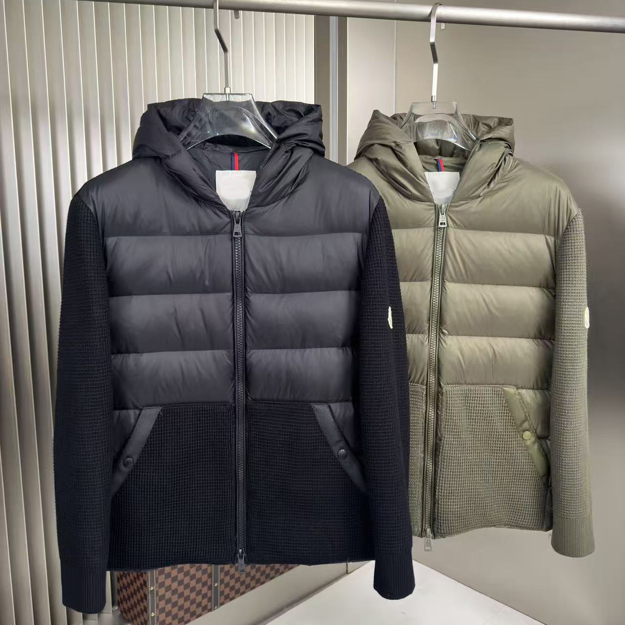 2025 New European Style Knitted down jacket Warm down jacket for Men Winter Fashion Patchwork Knitted Sleeve Cardigan Outerwear Size m-3xl