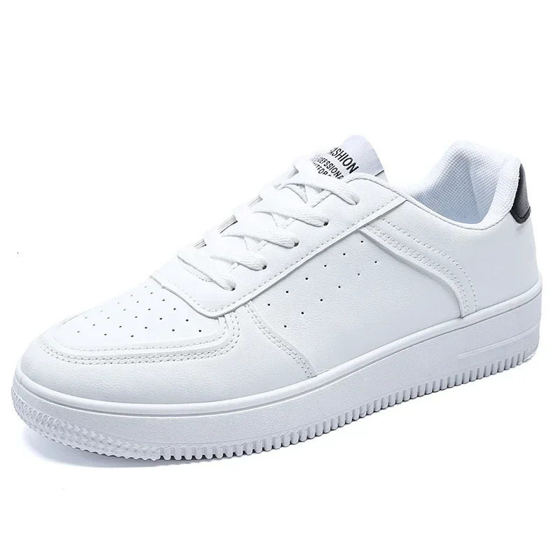 White Casual Shoes Lightweight Sneakers Breathable Tenis Sports Shoes Zapatillas Hombre Leather Men Skateboarding Shoes Flat 251009