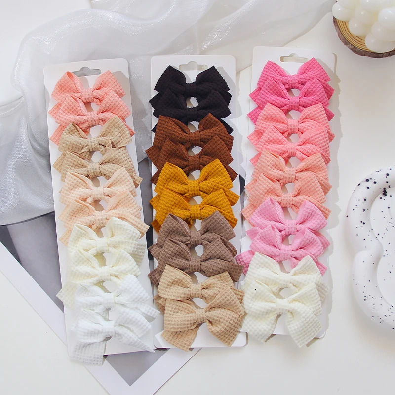 610PcsSet Fashion Cute Ribbon Bowknot Hair Clips for Kids Handmade Baby Girls Hair Accessories 251008