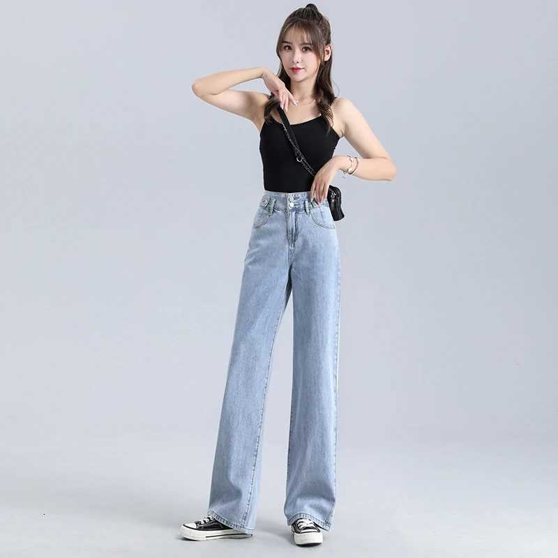 Straight Tube Womens Jeans Loose Leisure Skin Friendly Denim Pants High Waist Comfortable Vintage Streetwear CasualT251013
