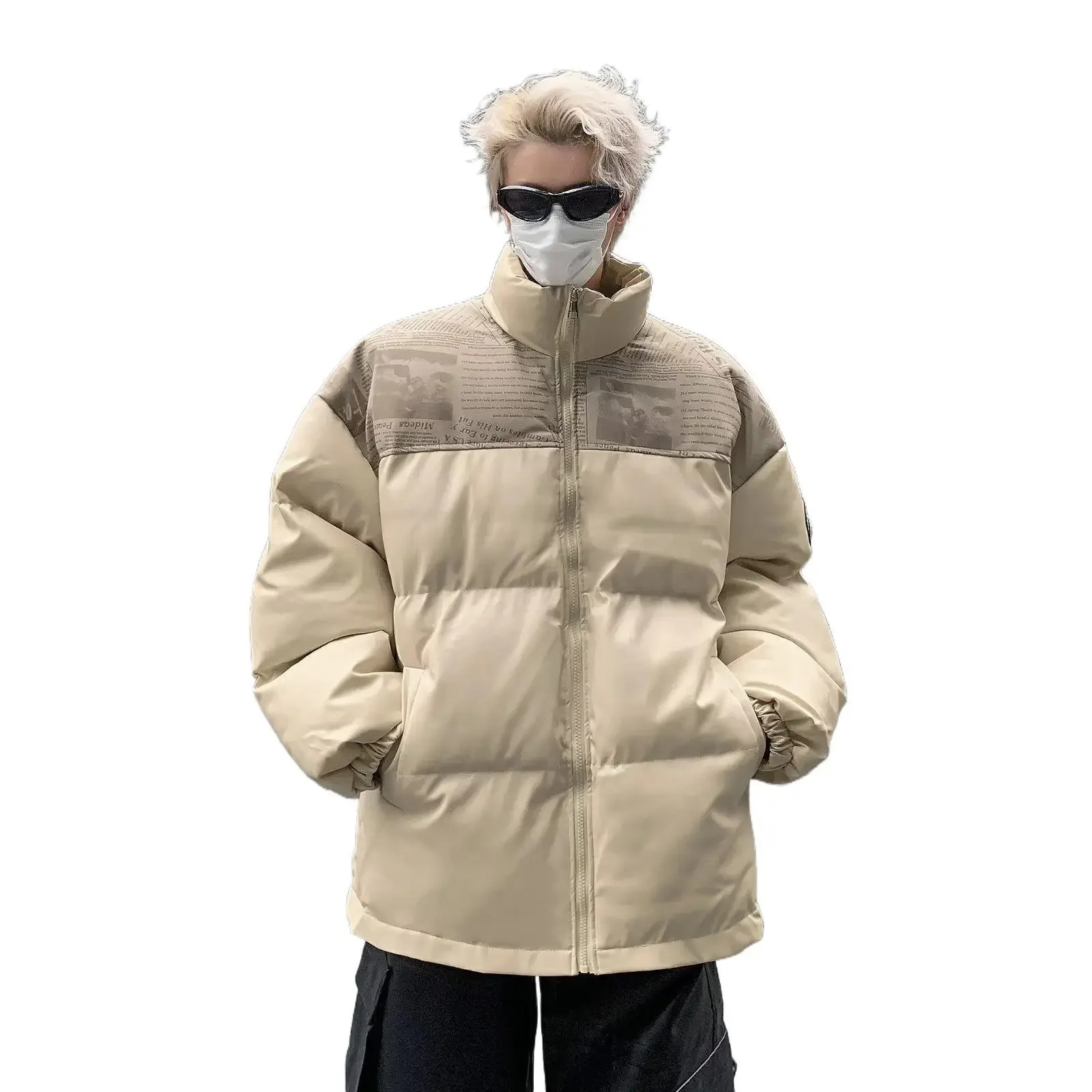 Fashionable Cotton Jacket Mens Spring Street Style Trendy Stand Collar Couples Outerwear Casual Loose Fit 251011