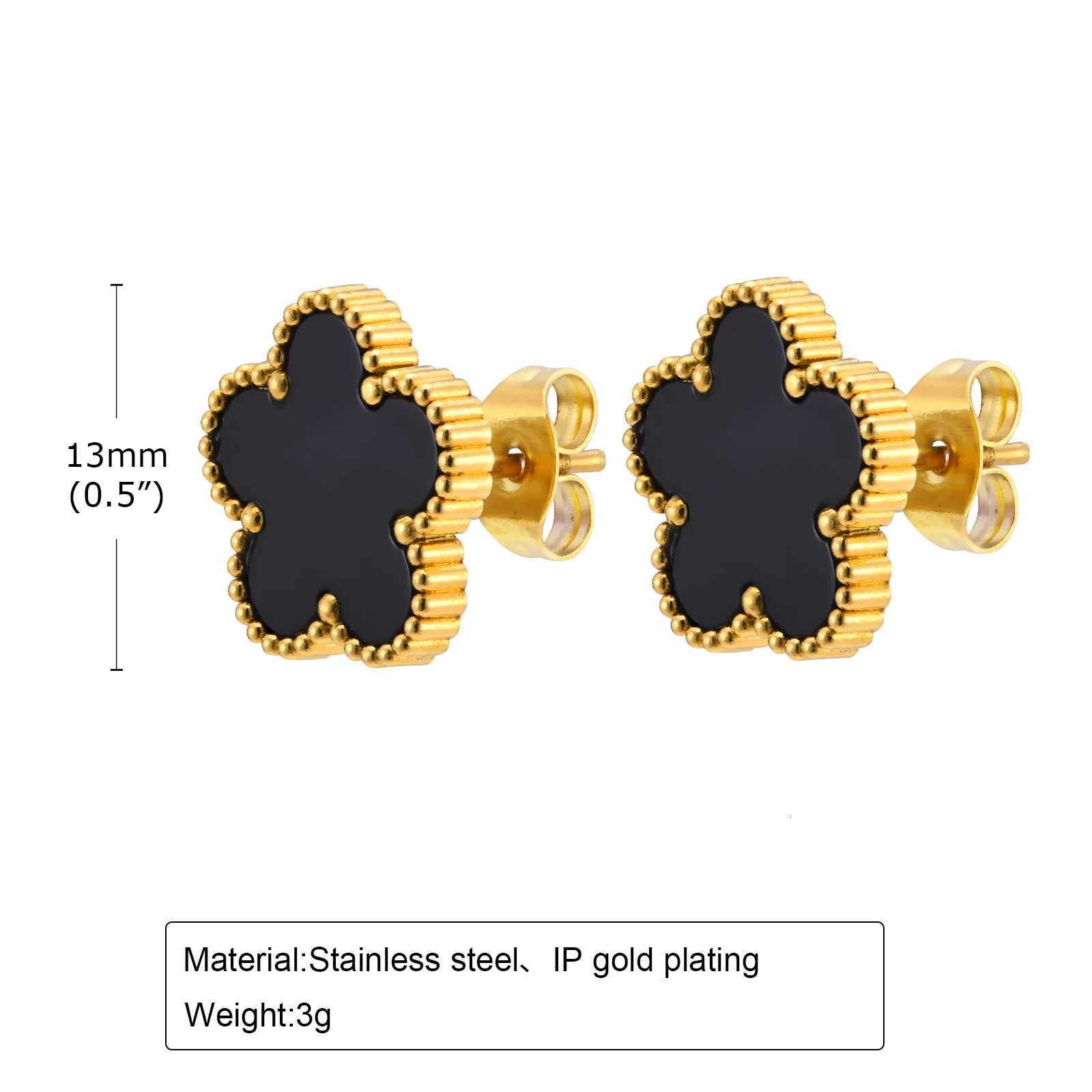 Vnox Elegant Flower Stud Earrings for Women Girls Gold Color Stainless Steel Classic Jewelry W251013