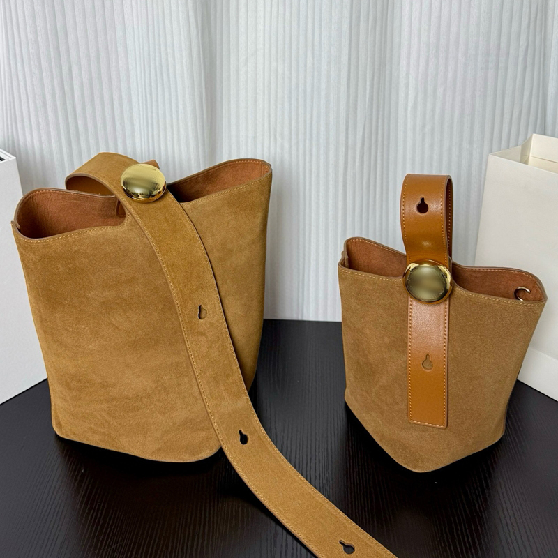 (Order by pic in opt, not by desc)Women's Suede Bucket Bag - Soft Drawstring Suede Handbag for Daily Use