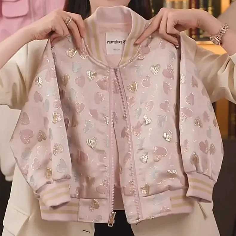 Girls Chinese Style Embroidered Baseball Jacket Autumn Jacquard Coat Windbreaker for Big Kids Lightweight Vintage Outerwear C251013