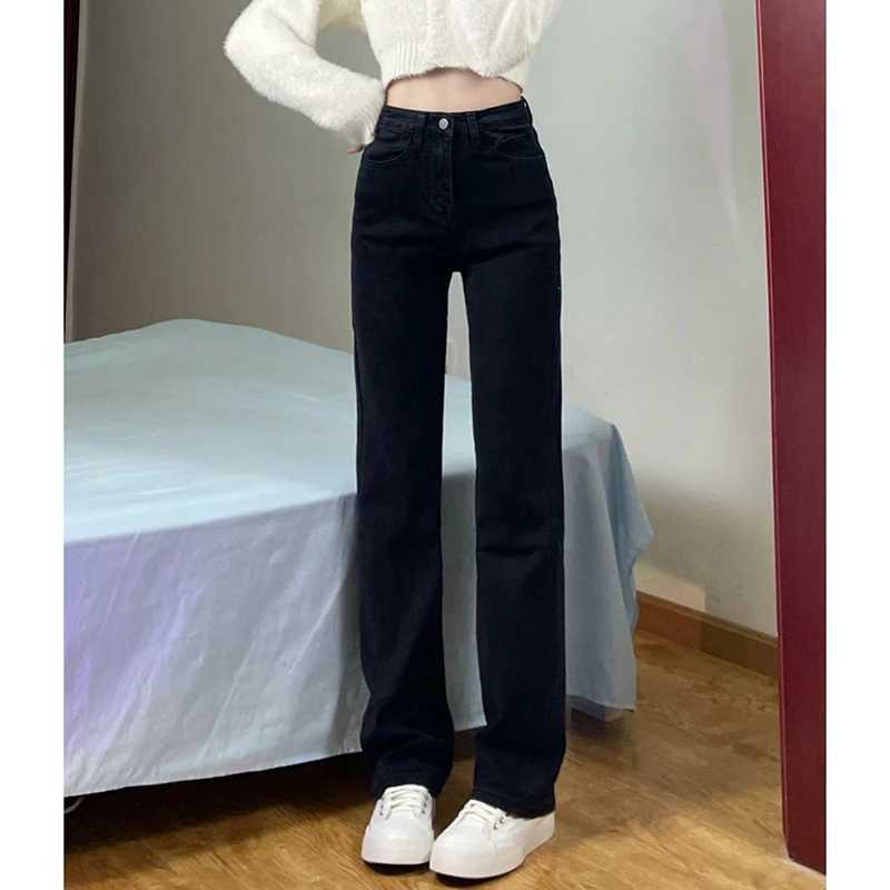Women Straight Leg Elastic Jeans Pants Lady Comfortable High Waisted Denim Pants Girls Classic Designer Jeans TrousersT251013