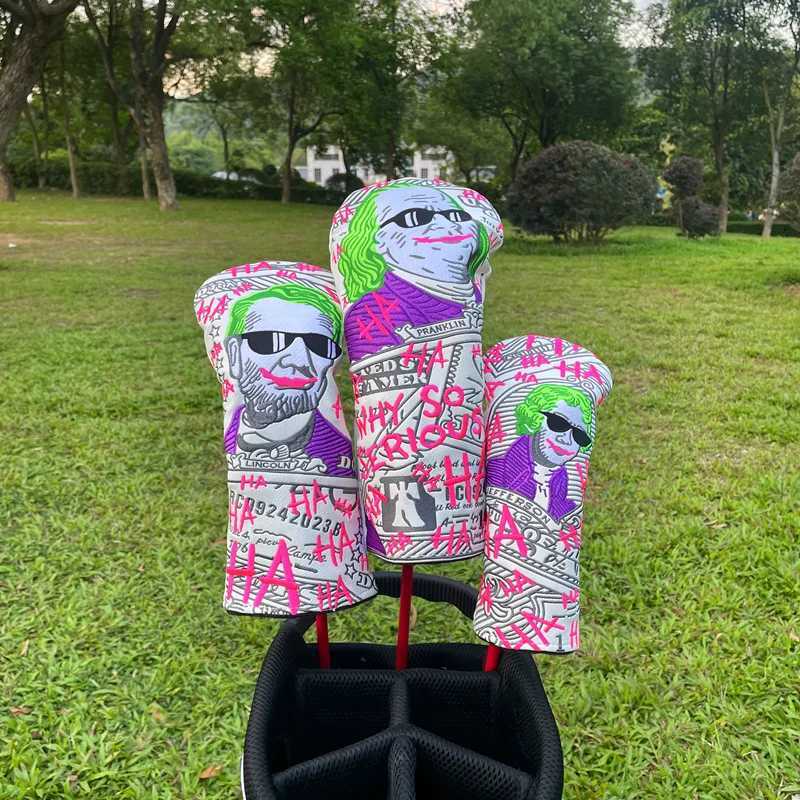 Clown president Golf Club 1 3 5 Wood Headcovers Driver Fairway Woods Cover PU Leather High quality Putter Head Covers S251013