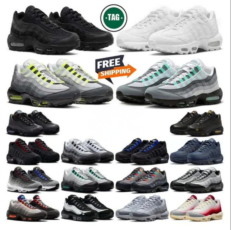 Free Shipping Mens 95 95s Neon designer Running Shoes Classic Triple Black White Yellow Cool Grey Olive Midnight Navy Men Trainers Sports Sneakers size 36-45