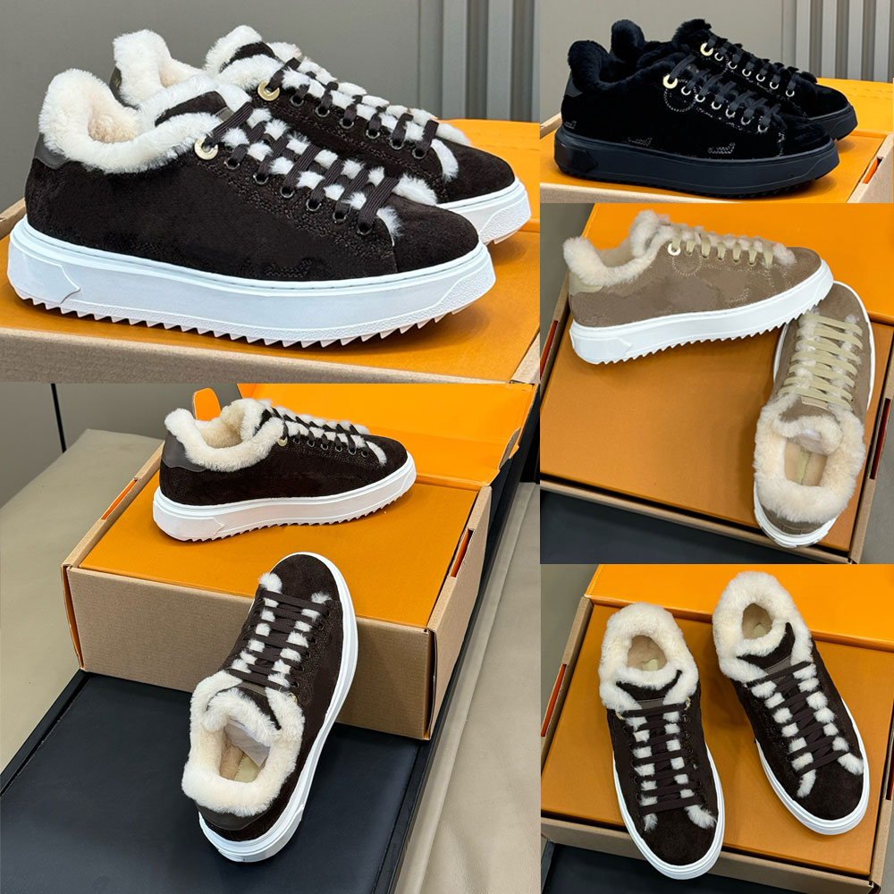 1AIDIC Designer Time Out Sneaker womens winter sneakers suede calf leather Shearling lining Warm Casual Luxury Sports Shoes Rubber non slip sole