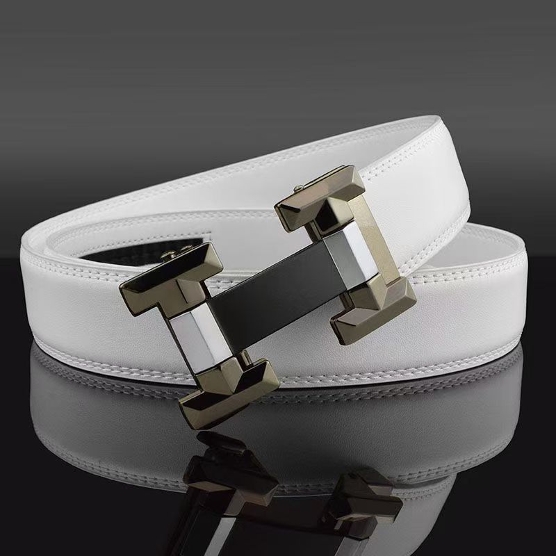 Real leather designer letter-style men's automatic buckle high-end brand fashionable casual high-quality belt Z250919