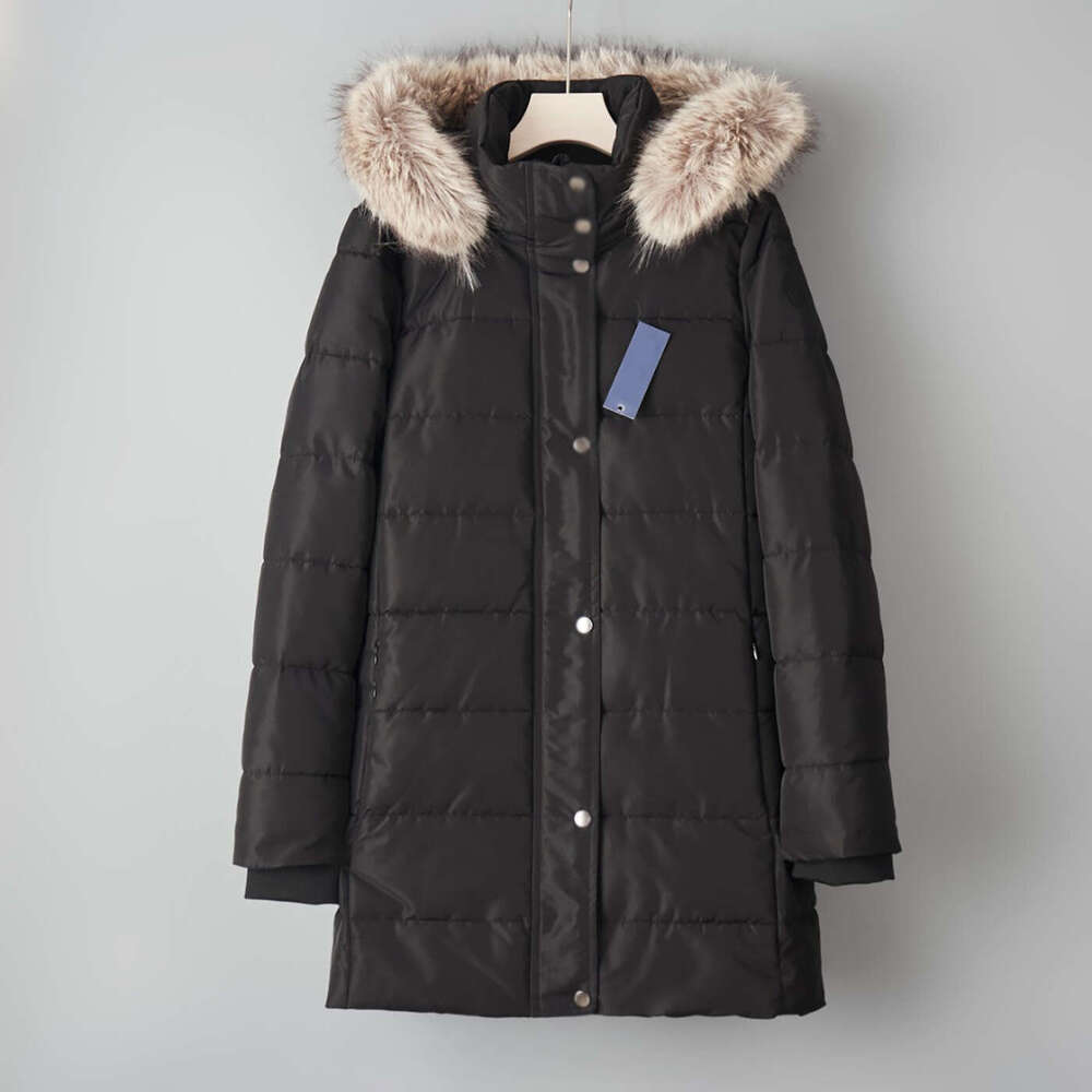 New Thick Windproof Warm Detachable Fur Collar Clip Mid-Length Cotton Jacket B5