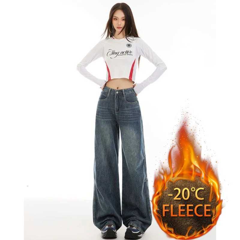 American Vintage Washed Jeans Casual Design Slimming Effect with Draping WideLeg Pants Y2k 2000s Clothes Womens PantsT251013
