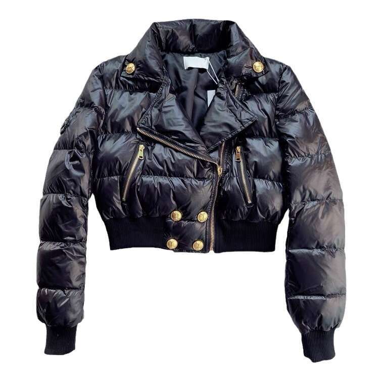 Gold Buckle New Jacket For Women Winter Slim Fit Solid Color Thickened Elegant High-End Cotton Coat Trendy B5