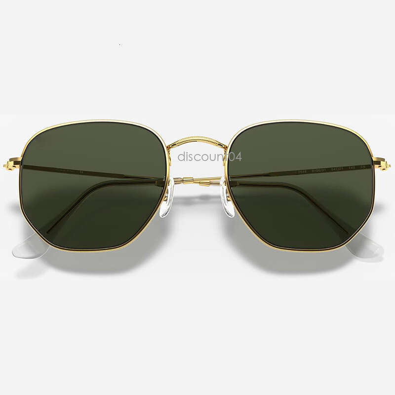 Designer RBSunglasses Top Quality Hexagonal Metal 3548N Sunglasses Men Women Real Glass Lenses Sun Glasses for Man Woman with Leather Case Gafas De Sol Para 889