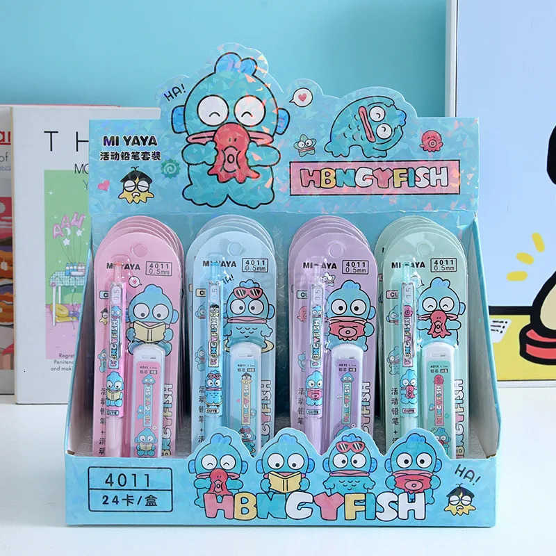 Sanrio 24pcs Sanrio Hello Kitty Mechanical Pencils Set Pachacco Kuromi Student Stationery Pen Core Automatic Pencil School Supplies H251111