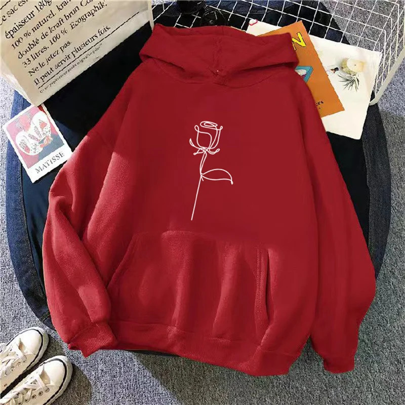 Autumn Winter Hoodies Sportwear Womens Hoodie Pullover Sweatshirt Stylish Flower Print With Thick Long Sleeves Tops Loose 251010