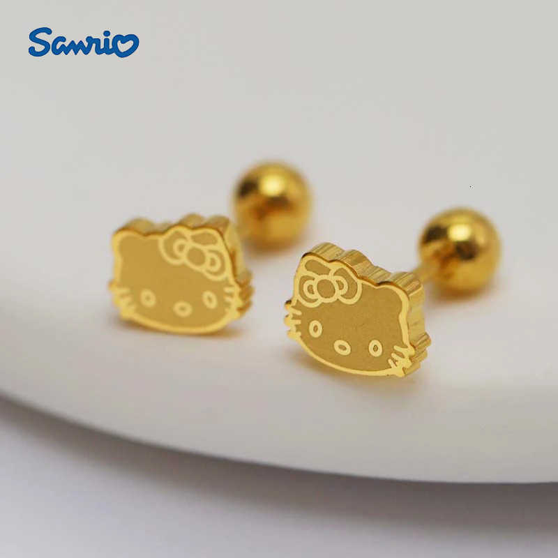 Sanrio 1Pair Kawaii Cartoon Sanrio Hello Kitty Earrings For Women Girls Titanium Steel Mini Cat Stud Earrings Jewelry Accessories Gifts L251013