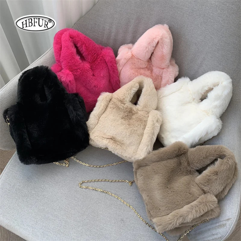 Fuzzy Pink Faux Fur Handbag Plush Square Shoulder Bags Winter Womens Crossbody Bag For Ladies Female Fluffy Handbags Purse 251011