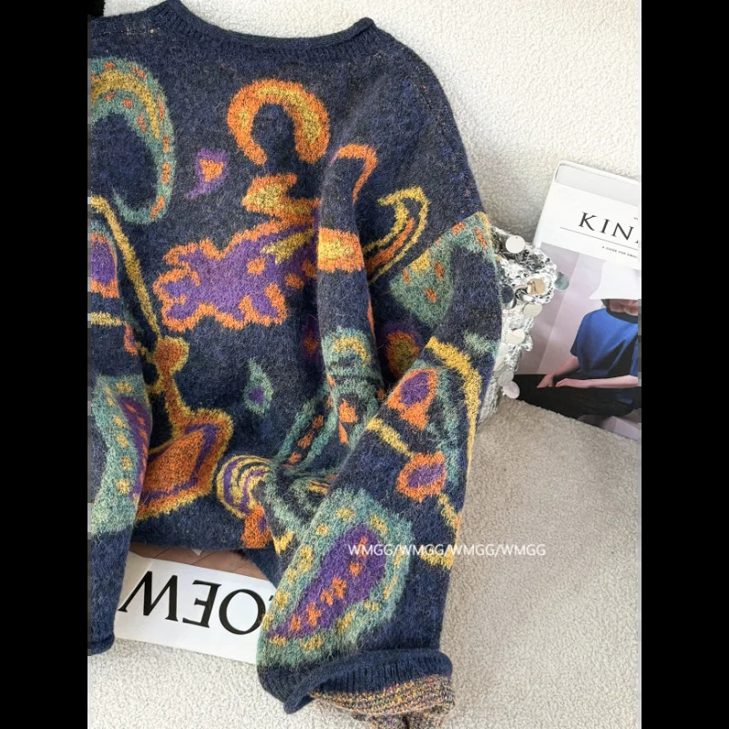 Sweater Cardigan for Women Winter Thickened Metal le Retro Fashionable Embroidery Soft Glutinous Lazy Knitted Jacket 251009