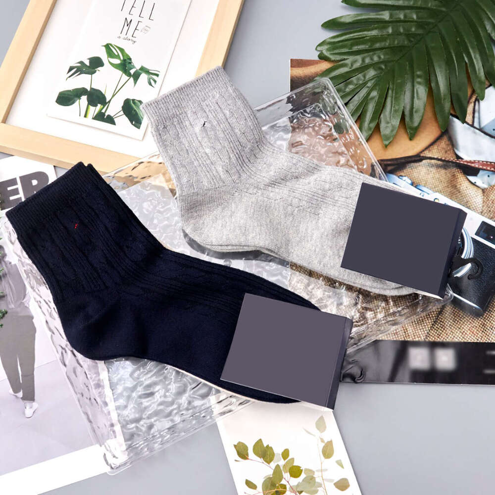 New Little Embroidered Twisted Cotton Two-Pair Pack Short Socks B5