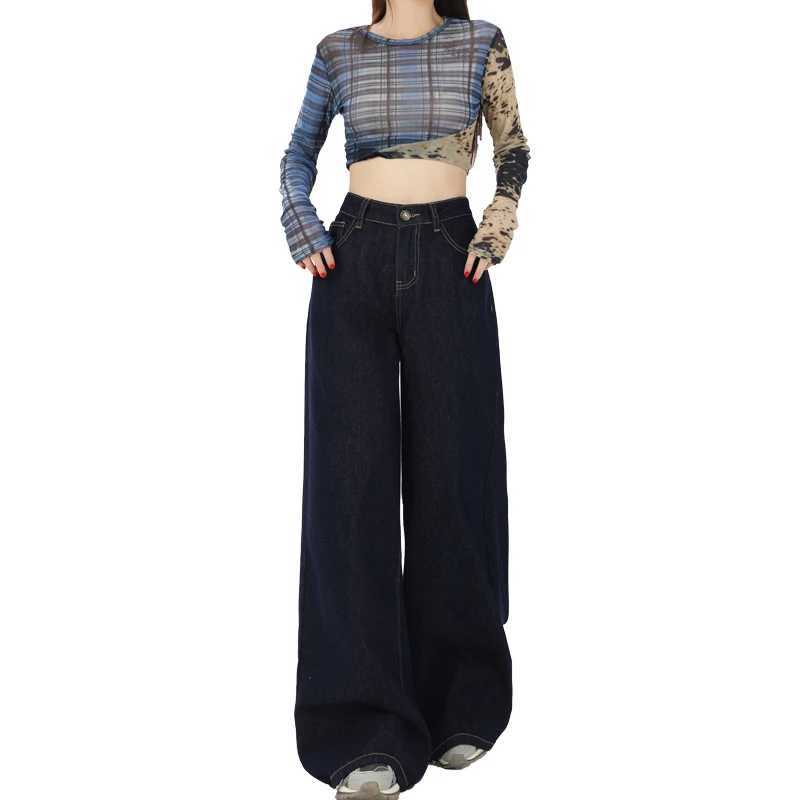 High Waist Casual Womens Jeans Flare Pants Comfortable Loose Wide Leg Stretch Vintage Denim Trousers for WomenT251013