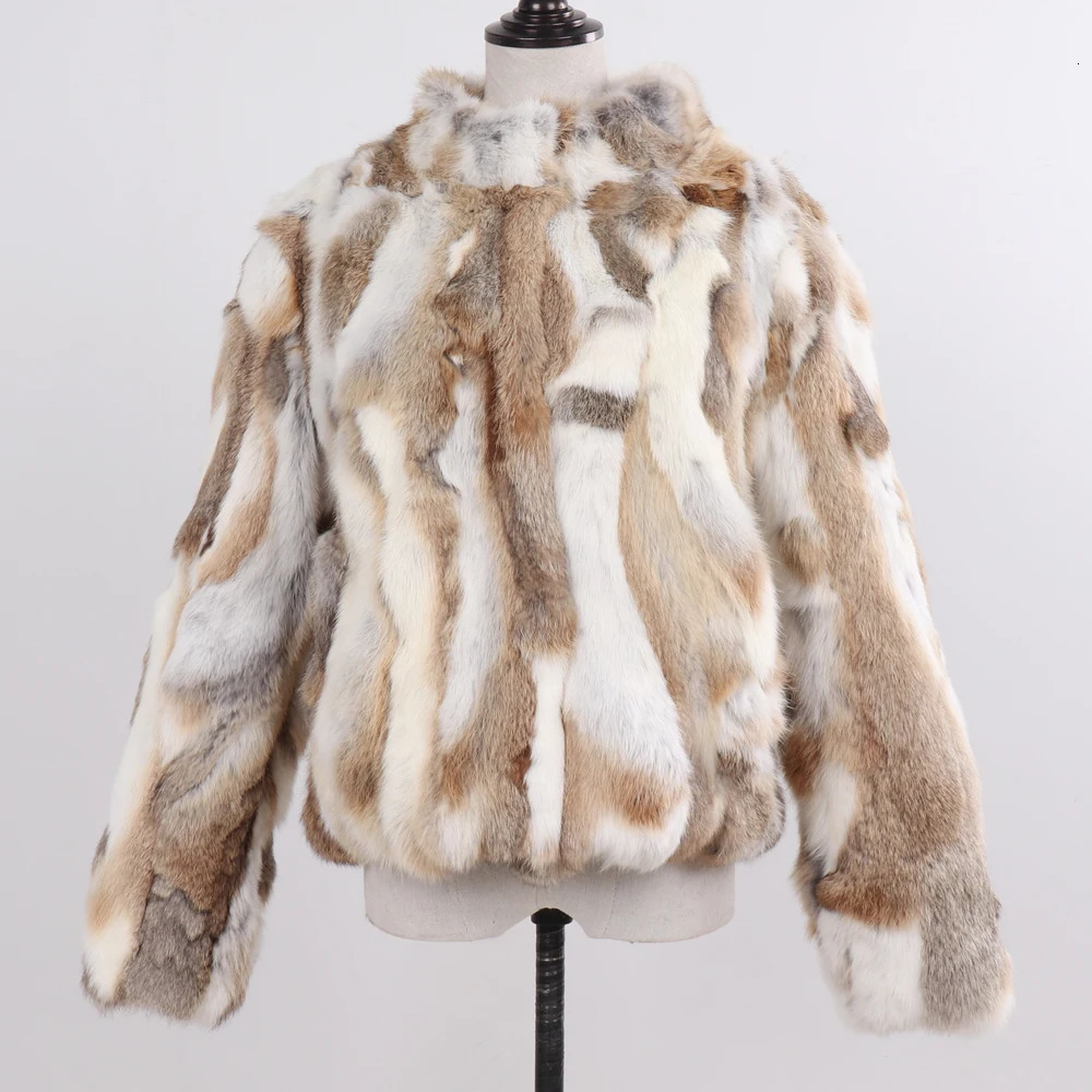 Style Genuine Rabbit Fur Coat Women Real Rabbit Fur Jacket Lady Winter Fur Overcoat Customized Big Size Mandarin Collar 251008