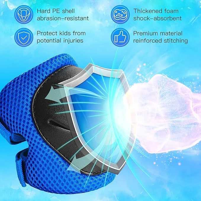 6PCS Kids Protective Gear Set Knee Pads for 314 Years Toddler Knee Elbow Pads with Wrist Guards 3 in 1 for Skating Cycling C251013
