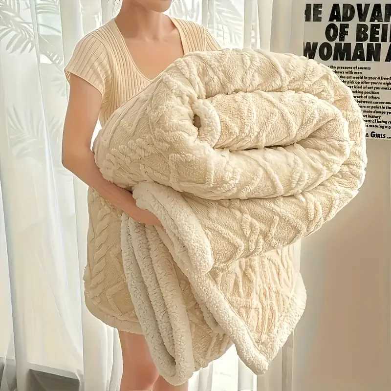 1pc Jacquard Sherpa Weighted Blanket 10lbs for Adts Soft Warm and Thicke Calm Blanket for timate Cfort H251013