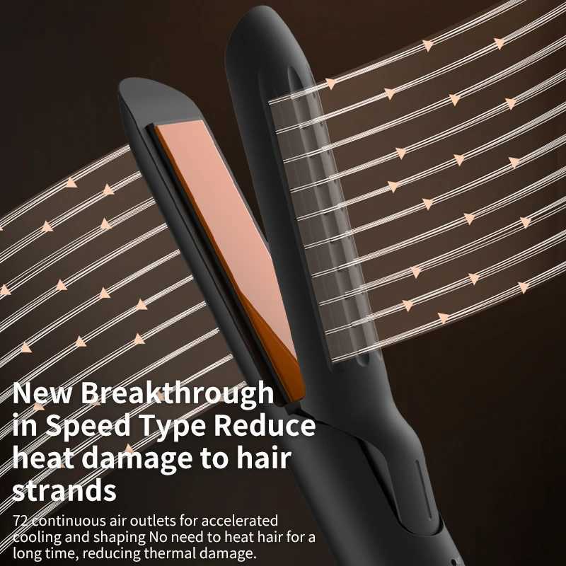TwoInOne Negative Ion Straightening And Curling Iron Cold Wind Hair Straightener Paddle Brush for Salon Professional Use S251013
