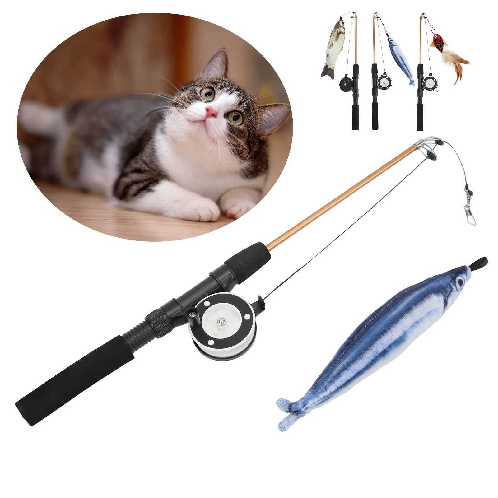 Cat Toys Fish Telescopic Cat Stick Funny Cat Stick Realistic Flexible Interactive Pulley Telescopic Fishing Rod Cat for Cats C251013