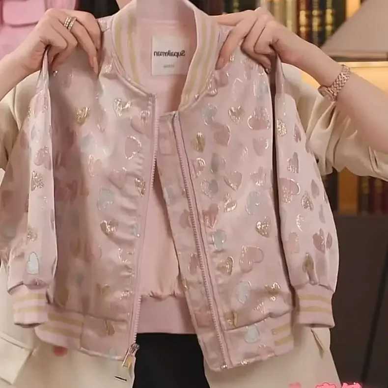 Girls Chinese Style Embroidered Baseball Jacket Autumn Jacquard Coat Windbreaker for Big Kids Lightweight Vintage Outerwear C251013