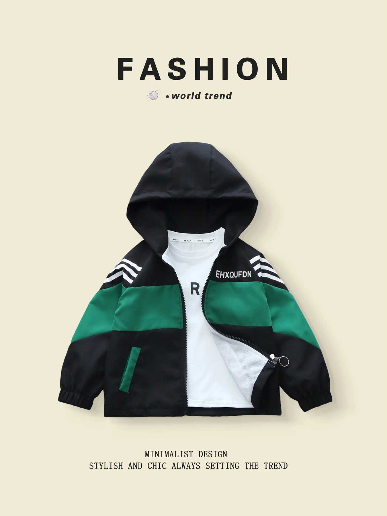 Color Blocked Jackets with Trendy Style for Boys Aged 3 10 in Spring Autumn Season C251013