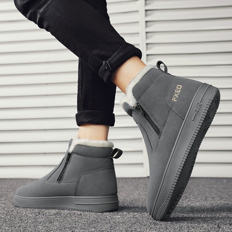 Designer Shoes Winter Men mid-top snow boots with fleece and thickened warm cotton shoes Northeast cold-resistant thick-soled casual short boots Free 