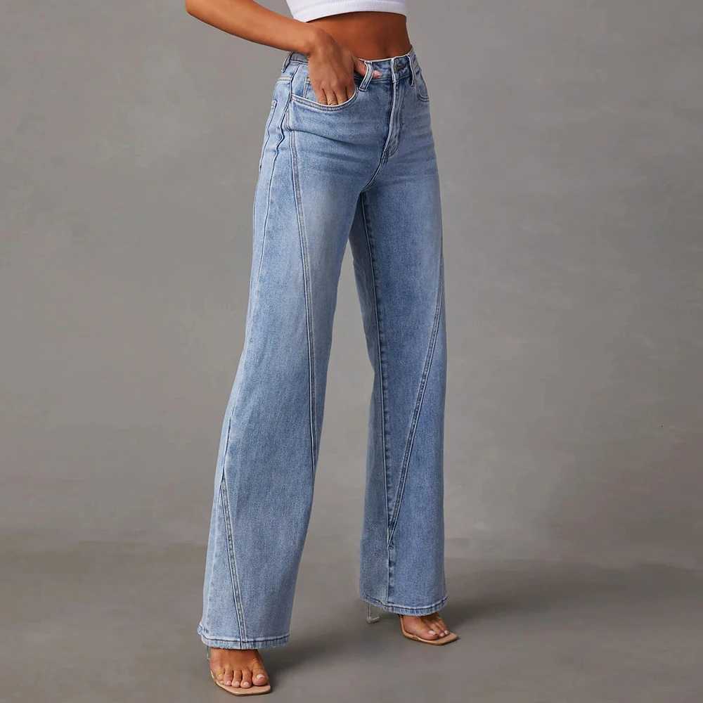 Summer Jeans KFashion Solid Color High Waist Full Length traight Woman Clothing Denim JeansT251013