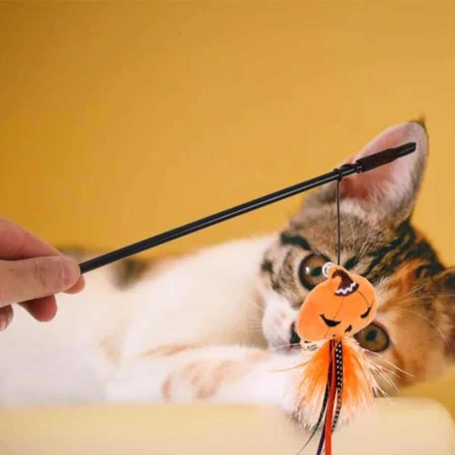 Halloween Cat Wand Toys Interactive Cat Teasing Stick Halloween Themed Toy ltifunctiol Wand Toy Kitten Stick Funny Pet Launcher C251013