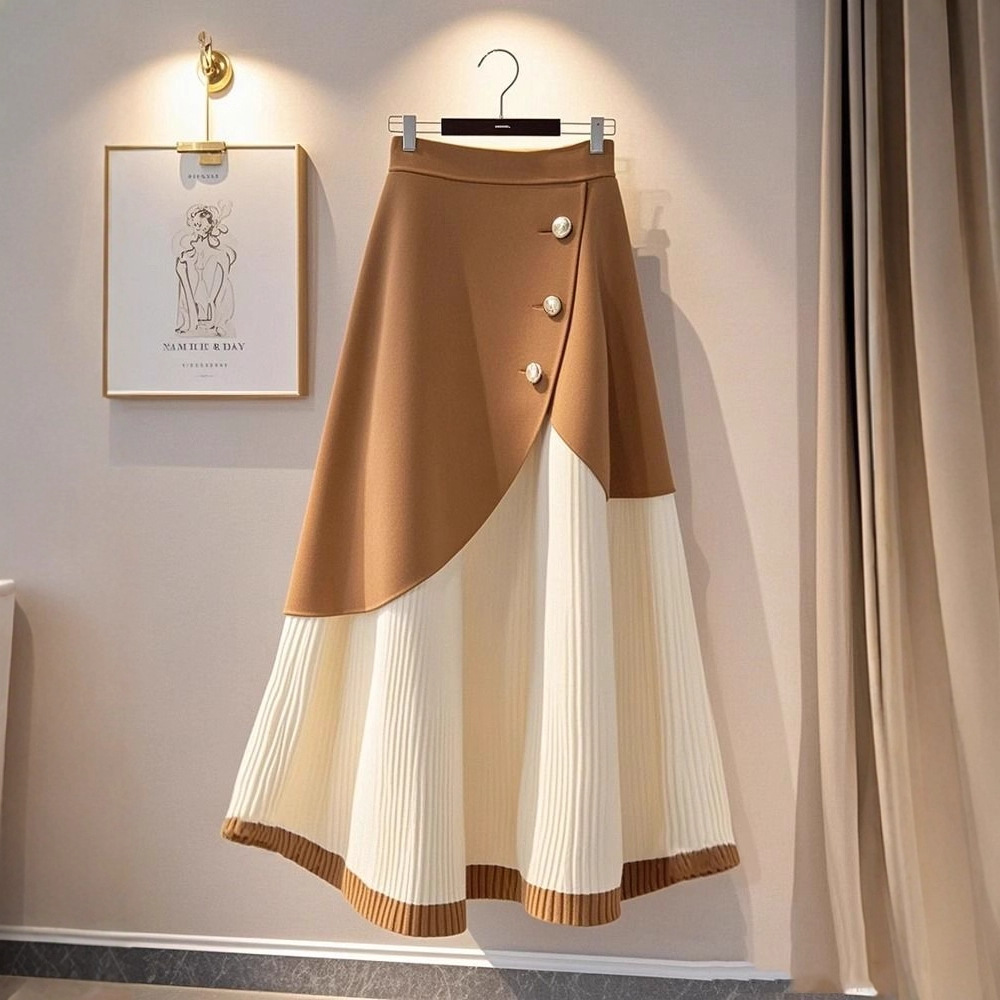 Skirts Elegant High Waist Sliming A-line Skirt For Women Autumn/Winter Vintage Korean Fashion Spring Y2k Clothing