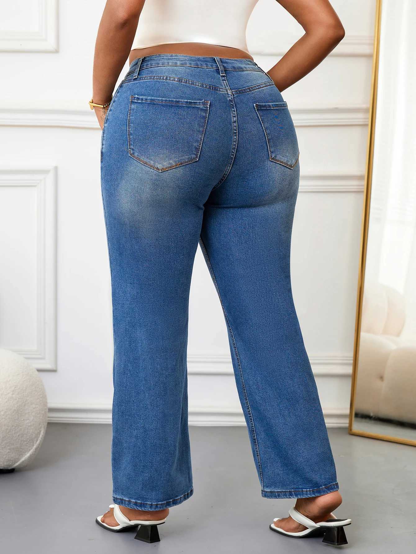 Plus Size Women Wide Leg Jeans Vintage Mom Pants High Waist Loose Fit Curvy Casual Streetwear Trendy Everyday Fashion TrousersT251013