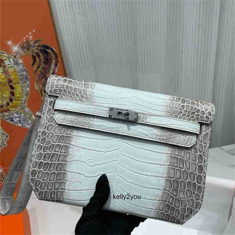 Unisex Underarm Bag Depeches 25 Messenger Handbag Custom Pure Sewnsom Diagonal Genuine Leather Retro imported Nile crocodile Himalaya whitewoqtgood 1SDO1SDO