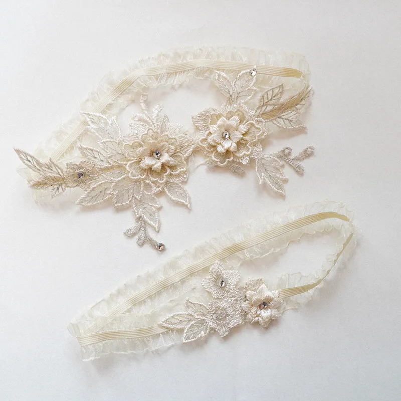 2PC Lace Flower Bridal Sexy Garter Blue White Color Wedding Accessories Leg Garters For Women Cosplay 251009