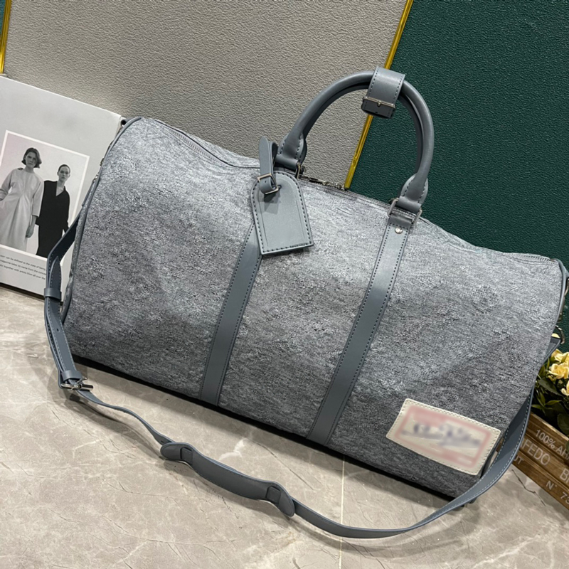 denim duffel bag designer luxury luggage travelling bag men women travel duffle bags brand designer luggage handbags large capacity sport bag mens duffel size 45 50