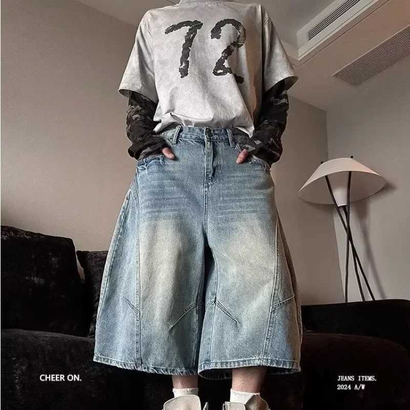 American Retro Tailored Denim Jeans Women Loose Wide Leg Strt Style Straight Casual MidCalf Pants High Waist Button Decor C251013