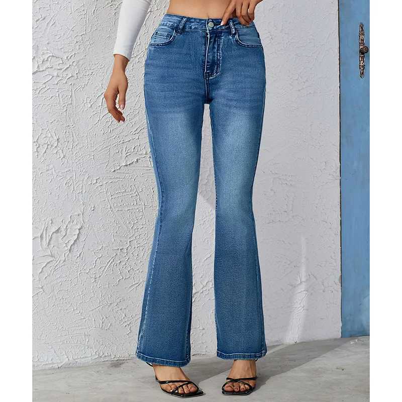 Girls Classic Blue Daily Jeans Lady Fashion High Waist Casual Denim Trousers Hot Sale Female Stretch Bell Bottom PantsT251013