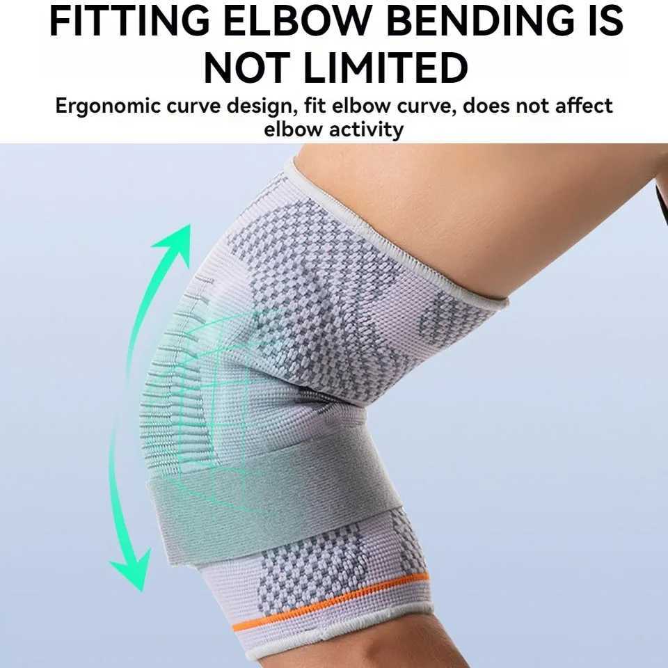 GOBYGO 1Pcs Sports Elbow Pads Silicone Compression Antislip Adjustable 3D Knitted Elbow Pads Strain Relief Elbow Pads Men Women C251013