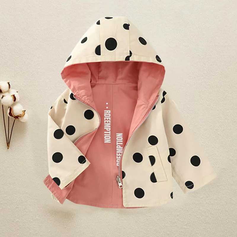 Toddler Girls Jacket For Spring Fashion 1 3 5 Yrs Girls Outdoor Windbreakers Polka Dot Print Doublesided Outerwear Jackets C251013