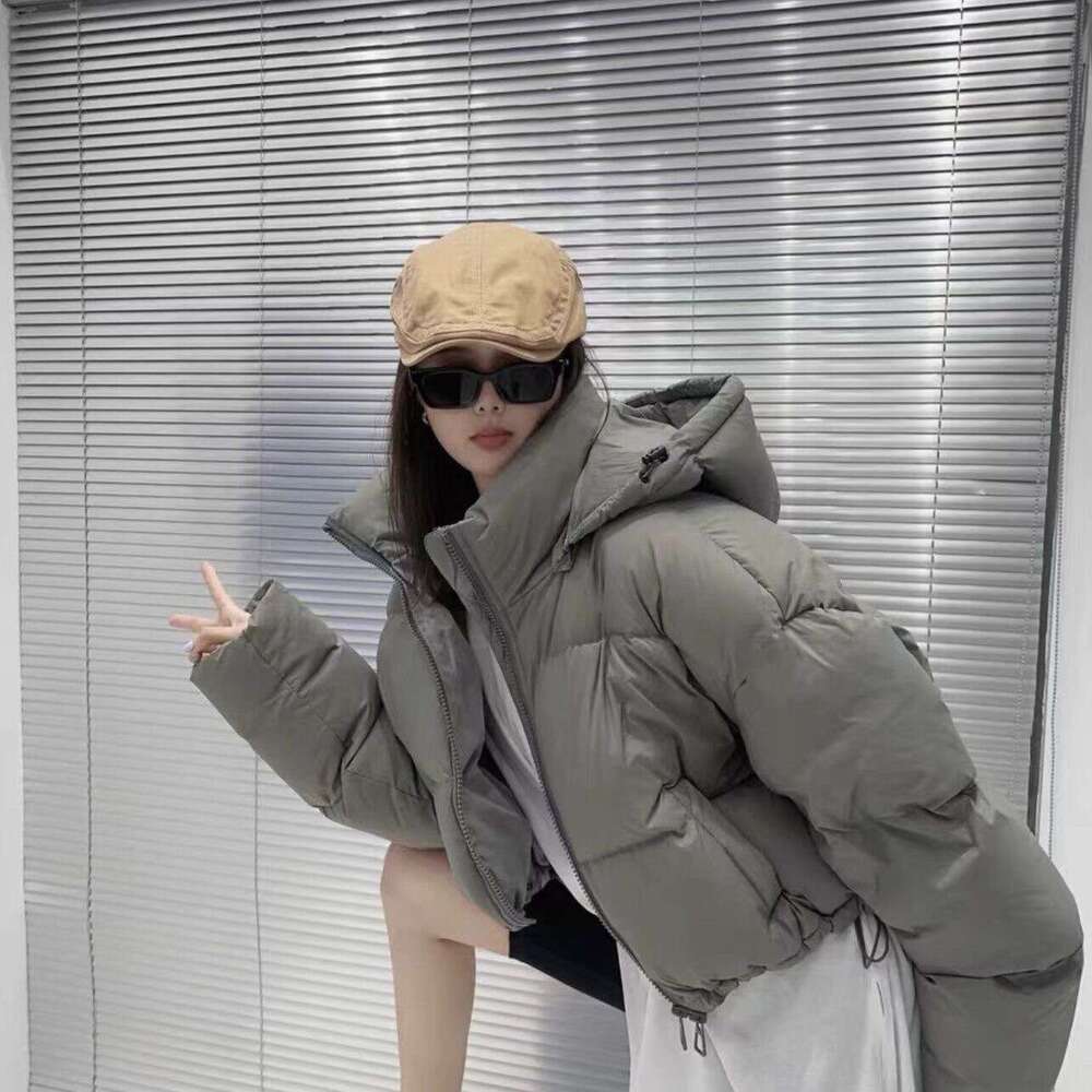 New Jacket For Women, Short Hooded Korean Style, Petite Thickened Down Cotton Padded Jacket, Solid Color Coat B5