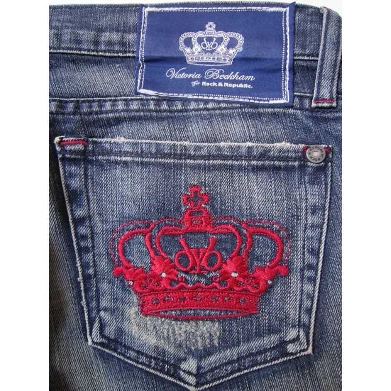 Harajuku Y2K crown graphic pocket embroidery high quality oversized jeans for women high street slim sexy casual straight pantsT251013